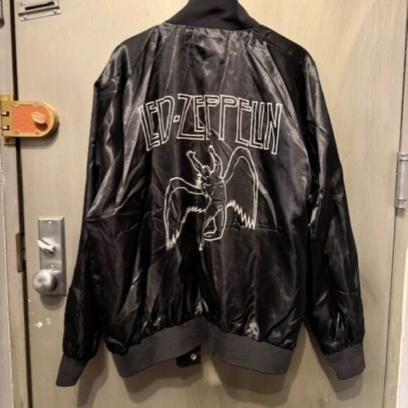 Retro Led Zeppelin Rare Limited Edition Black Satin Bomber / Varsity Tour Jacket - Picture 11 of 16